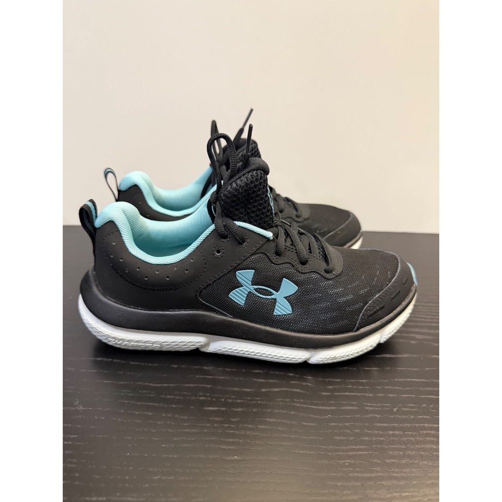 Under Armour Charged Assert 10 Women Size 9 Black Blue Running Shoes 3026179-003